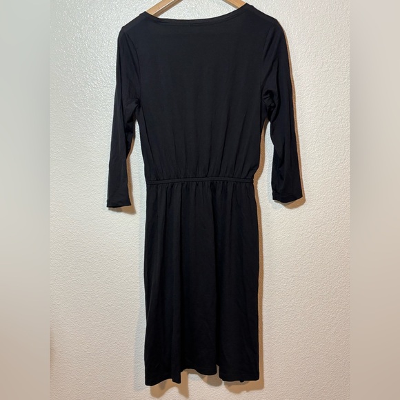 Wool& Fiona Merino Wool Blend Black Scoop Neck Defined Elastic Waist Size Small - Picture 4 of 4